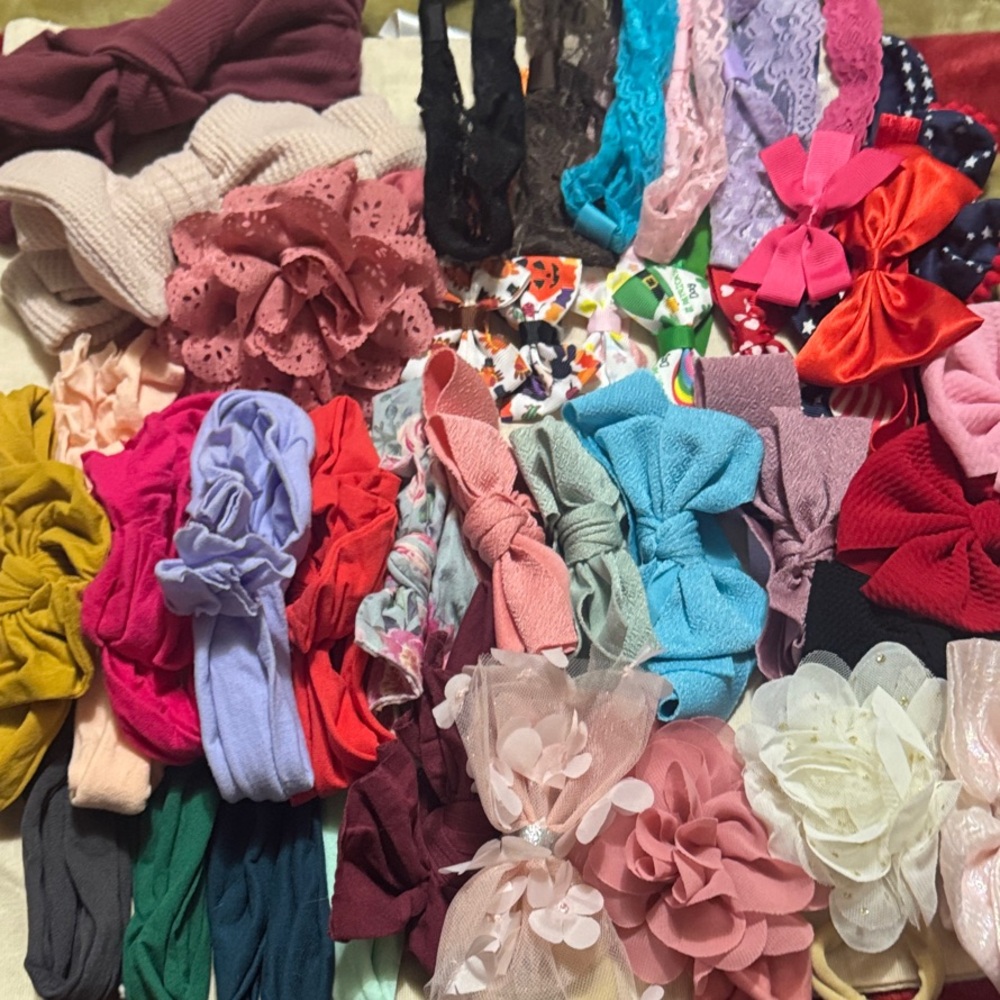 Kids Multicolor Hair Bow & Headband Set - Assorted Colors 40 Piece Lot